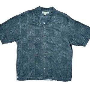 Tommy Bahama Dark Gray Silk Short Sleeve Button Up Shirt, Men's XL